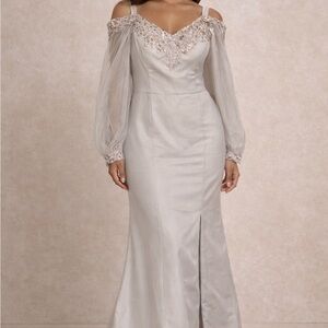 Elegant Off-Shoulder Gray Dress